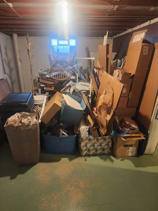 Roll-off dumpster container at job site for 15 Yard Dumpster Rental in Wheeling